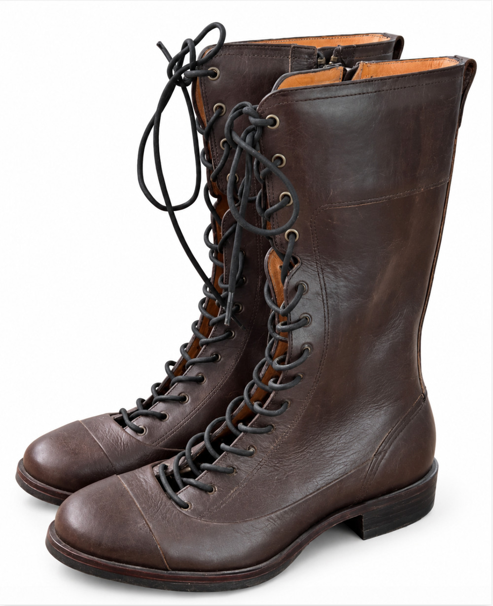 NEW TIMBERLAND BOOT COMPANY BROWN LEATHER ZIP UP LACE BOOTS SIZE 5
